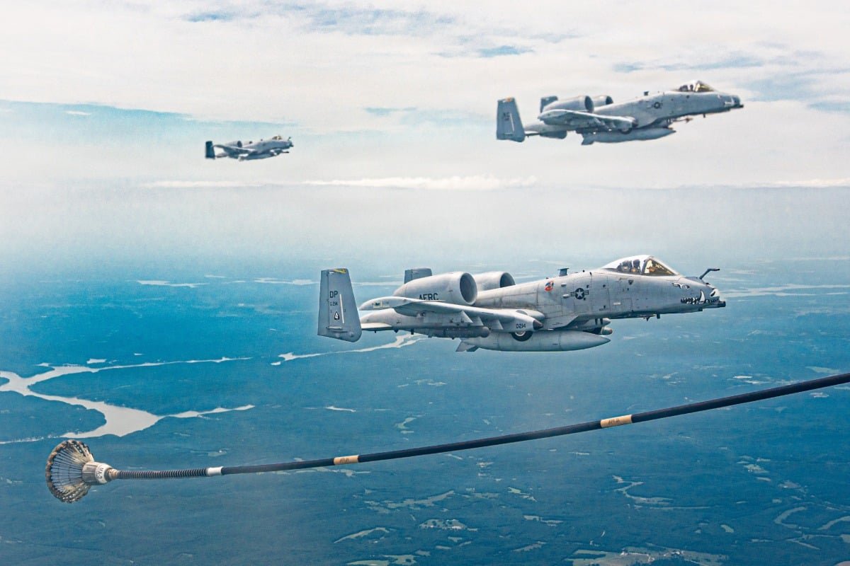 U.S. Air Force trains A-10 refueling from U.S. Marine Corps tanker